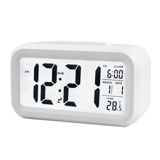 Alarm Clock, Electronic Digital Alarm Clock Battery Operated Small Desk Clock Bedside Clock with Big LED Screen, Indoor Temperature, Date, for Kids Heavy Sleepers
