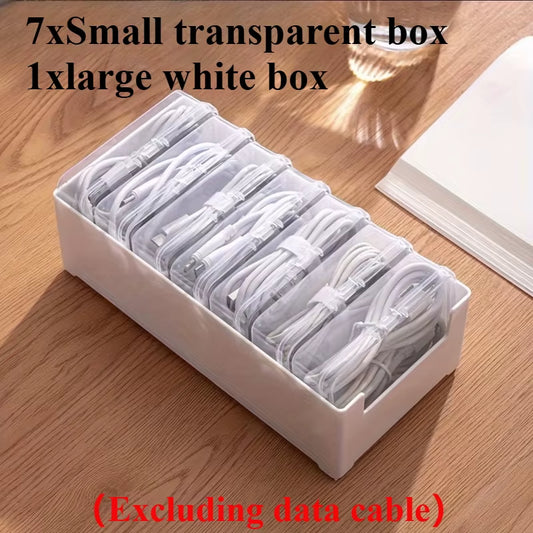 1 Set Data Cable Storage Box Cable Mobile Phone Charger Organizer Winder Desktop Cable Management Box
