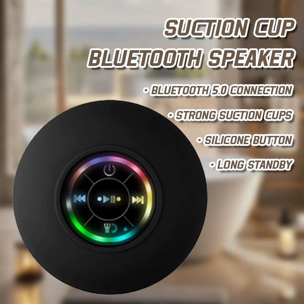 RGB LED Bluetooth Speaker with Suction Cup Waterproof Wireless Speaker for Shower Pool Party Portable Outdoor Travel Speaker