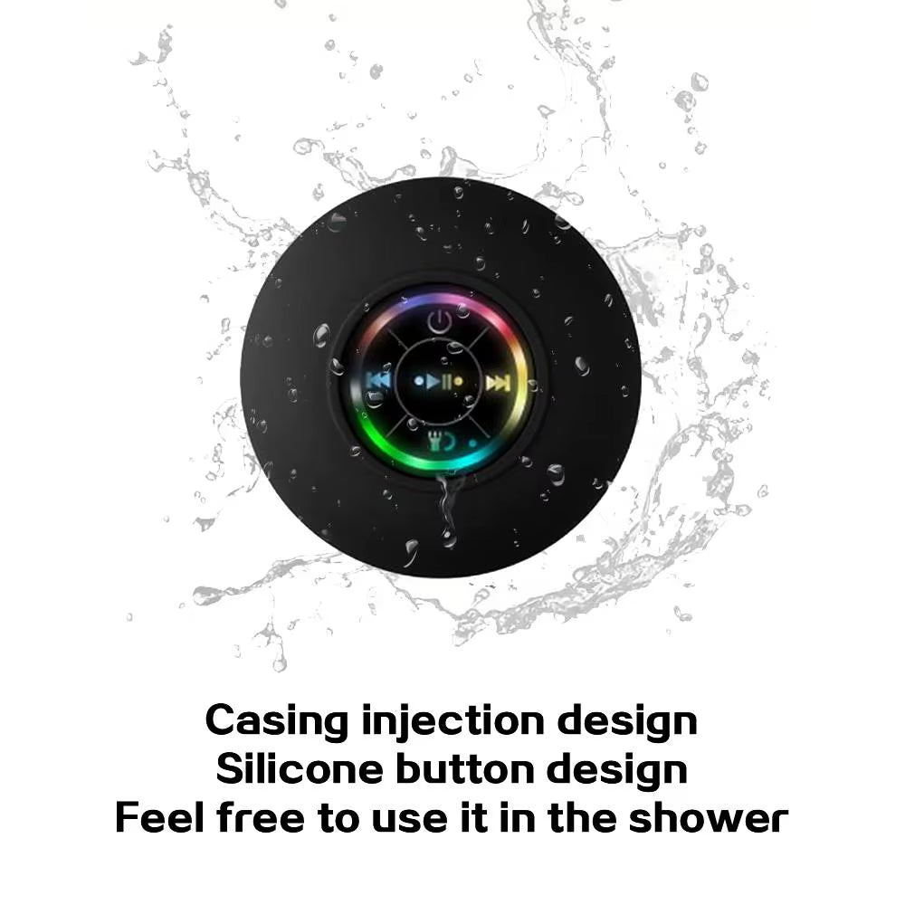 RGB LED Bluetooth Speaker with Suction Cup Waterproof Wireless Speaker for Shower Pool Party Portable Outdoor Travel Speaker