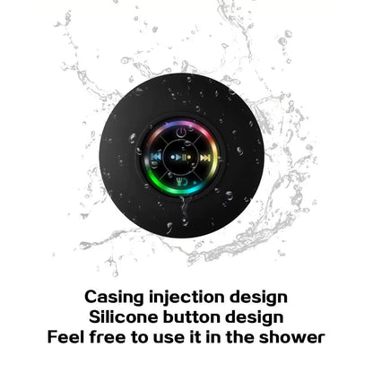 RGB LED Bluetooth Speaker with Suction Cup Waterproof Wireless Speaker for Shower Pool Party Portable Outdoor Travel Speaker