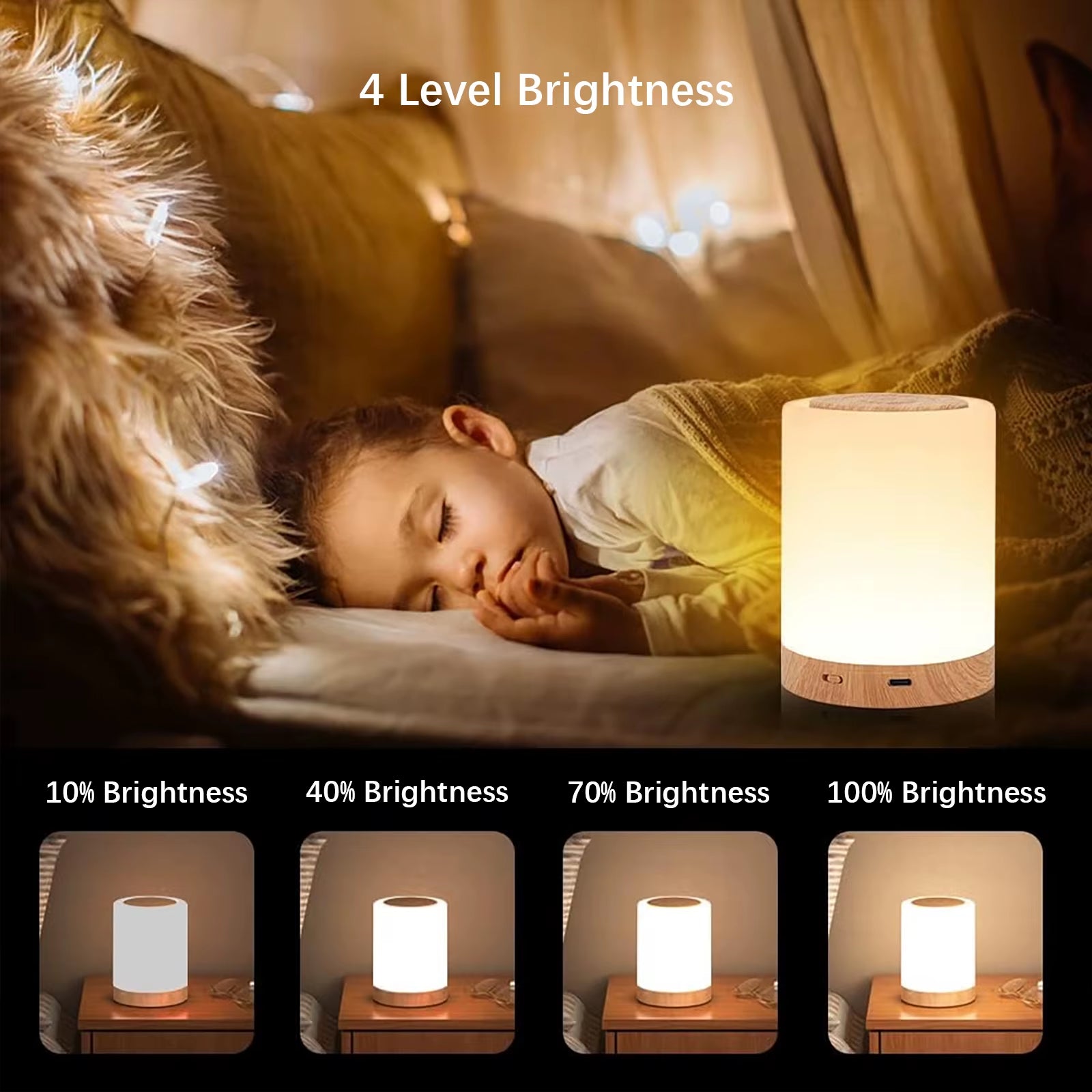 Smart LED Night Light, Portable Touch Control Table Lamp, USB Rechargeable RGB Changing Room Decor for Kids Bedroom Camping Deco