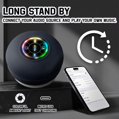 RGB LED Bluetooth Speaker with Suction Cup Waterproof Wireless Speaker for Shower Pool Party Portable Outdoor Travel Speaker